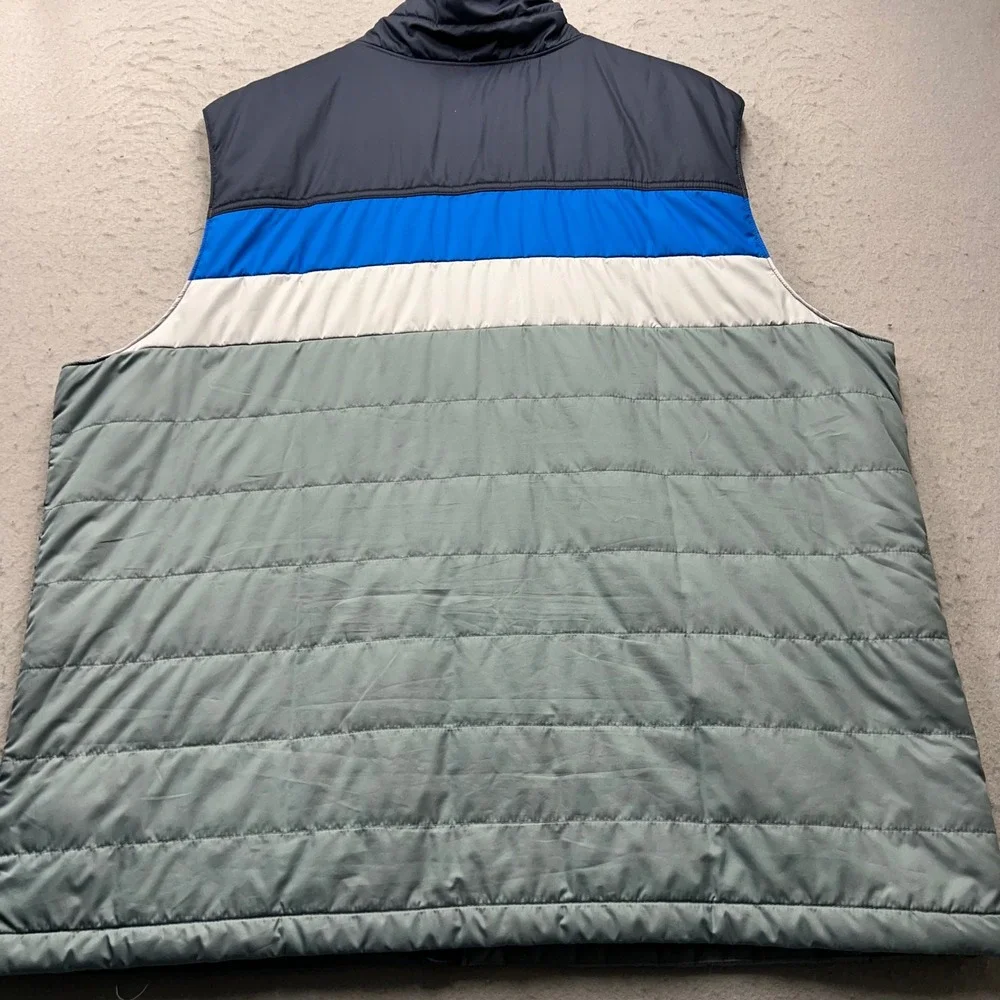 LL Bean Puffer Vest Mens XXL Blue Gray Colorblock Insulated Full Zip 513517